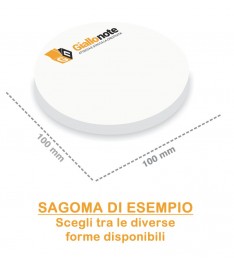 Memo adesivi sagomati 100 x 100 mm personalizzati dimensione