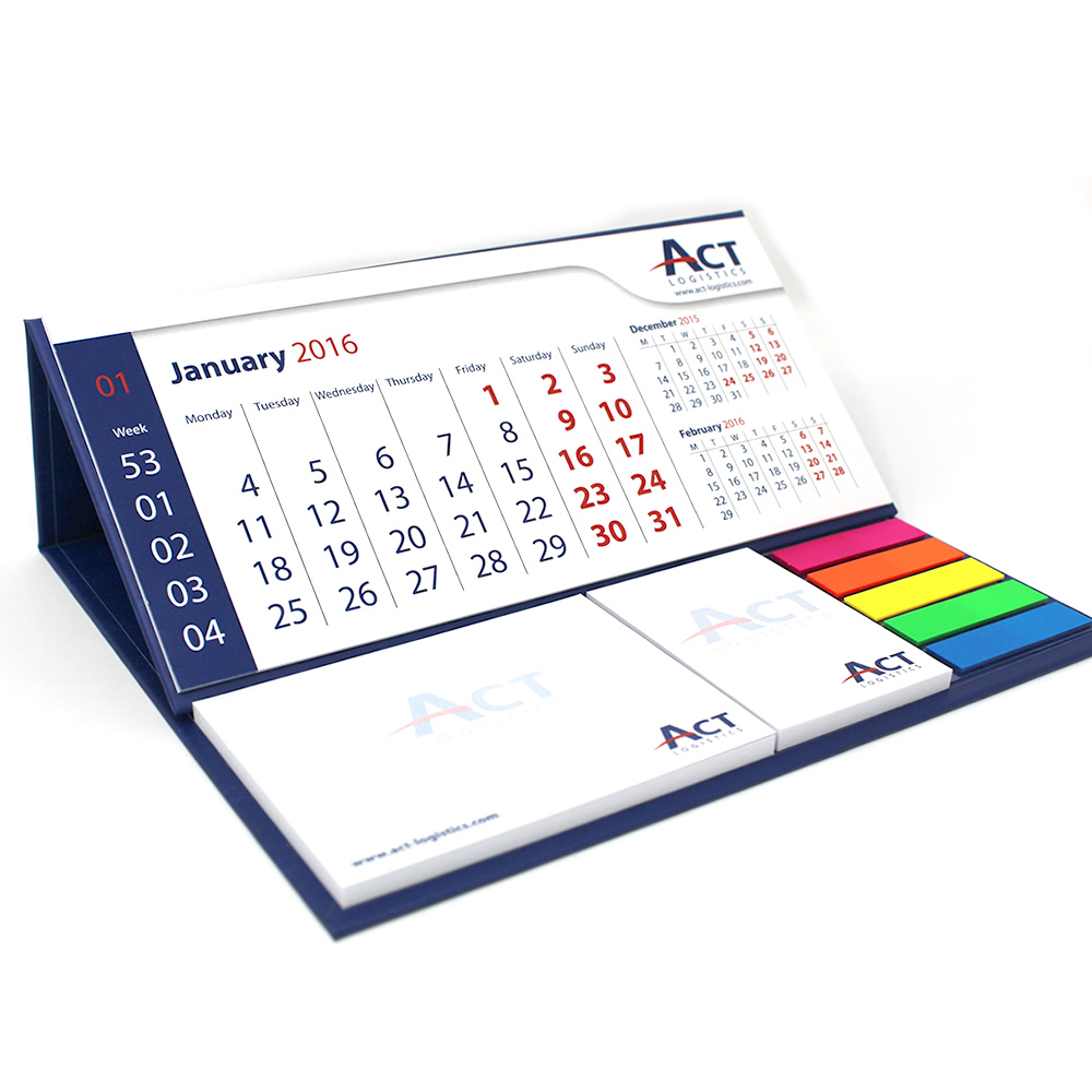 Calendario da tavolo personalizzato con post it e segnapagina